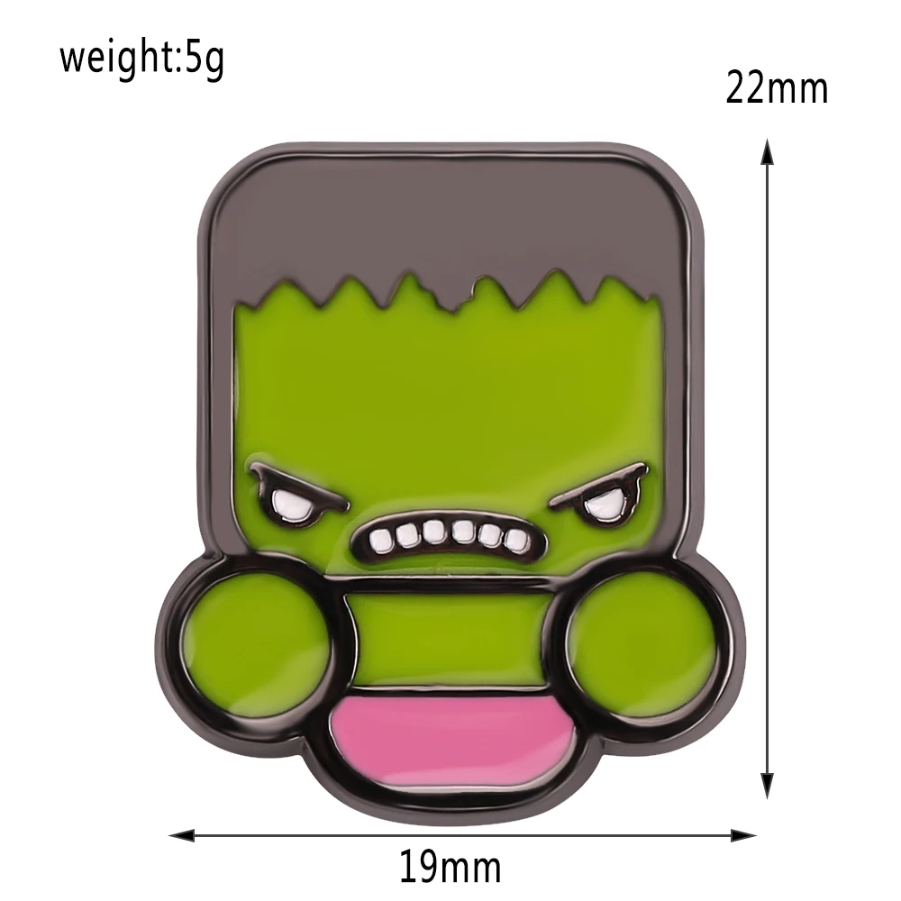 Hulk brooch Мстители, Халк, эмалированная булавка на лацкане, металлический милый Халк, супергерой, значок, броши, подарки для детей, женщин, мужчин, фанатов, булавки, аксессуары, ювелирные изделия - Окраска металла: Hulk brooch