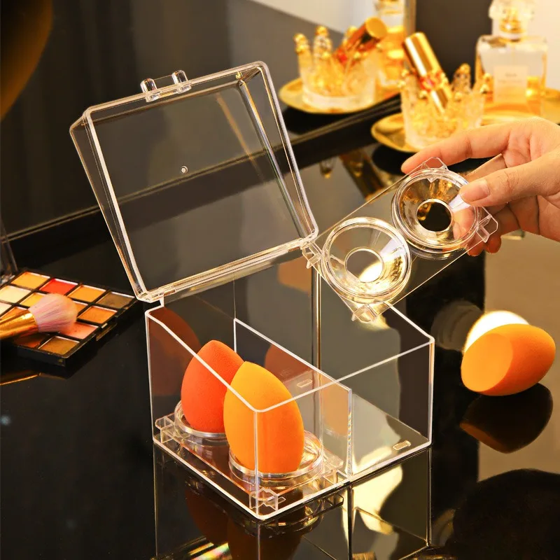 

Gourd Powder Puff Beauty Egg Storage Box Transparent Cotton Swab Box Color Makeup Egg Dust-proof Multi-function Finishing Box