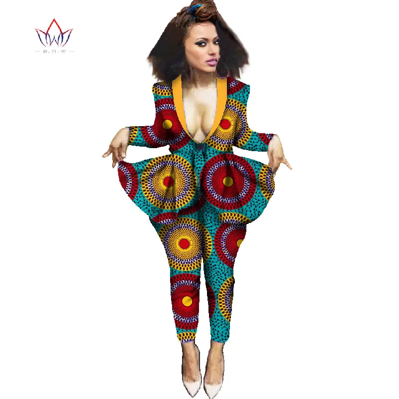 Африканский стиль Новая мода женский комплект 2 шт. африканская одежда традиционные женские топы и длинные брюки Дашики женские брюки BRW WY628