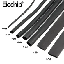 Kit de tube thermorétractable, noir, gaine rétractable, set de 8 meter, fil connecteur, DIY, 1 2 3 4 5 6 8 10 mm, 2:1