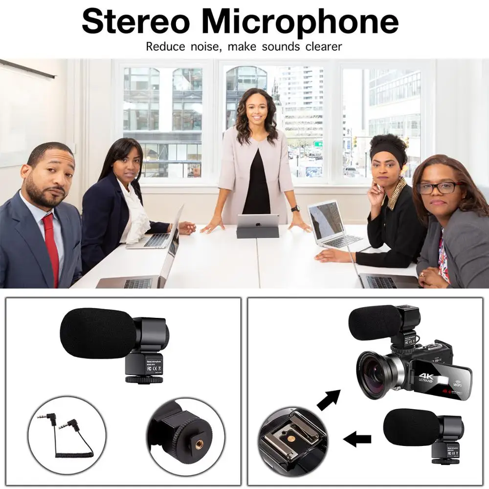 Real 4K Video Camera with Lens Hood WiFi Night