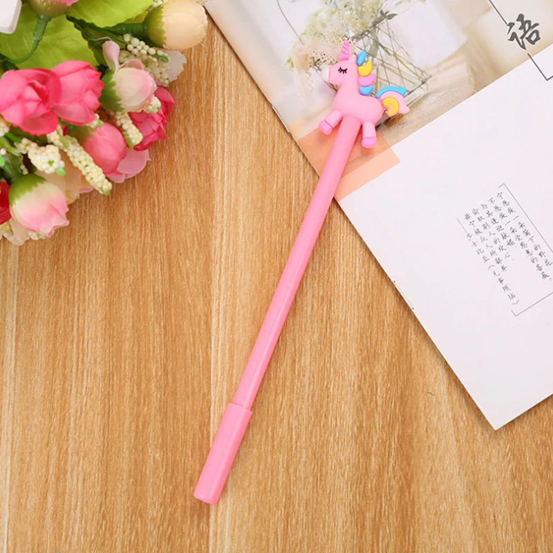 Pink (1pcs) Симпатичные Единорог гелевые ручки для письма Детские kawaii канцелярские пластиковые материалы офисные школьные принадлежности papelaria подарок для детей - Цвет: Pink (1pcs)