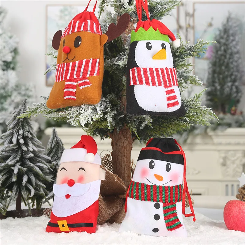 Рождественские мешки подарки Санта мешки лося рождественские украшения для дома драги конфеты подарочные сумки Рождественский чулок на шнурке год