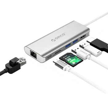 

6 in 1 Type-C Multifunction Docking Station HDMI HD expansion, easy to dissipate 5Gbps data transmission