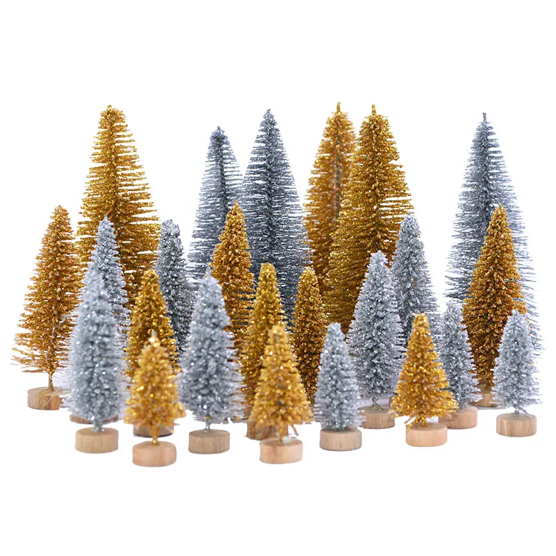 

Green White Red Gold Mini Christmas Tree Decorations Miniature Christmas Tree New Year Party Table Decor Fake Pine Trees Navidad