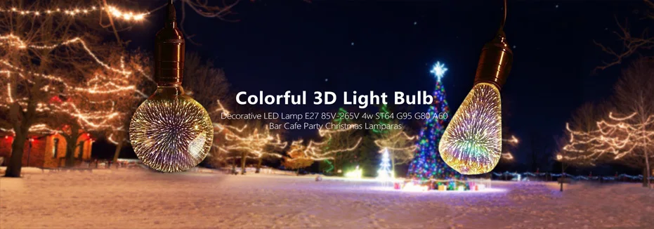 Красочные 3D светильник декоративный светодиодный светильник E27 85 V-265 V 4w ST64 G95 G80 A60, ручной стержень, для кафе, для вечерние Рождество Lamparas