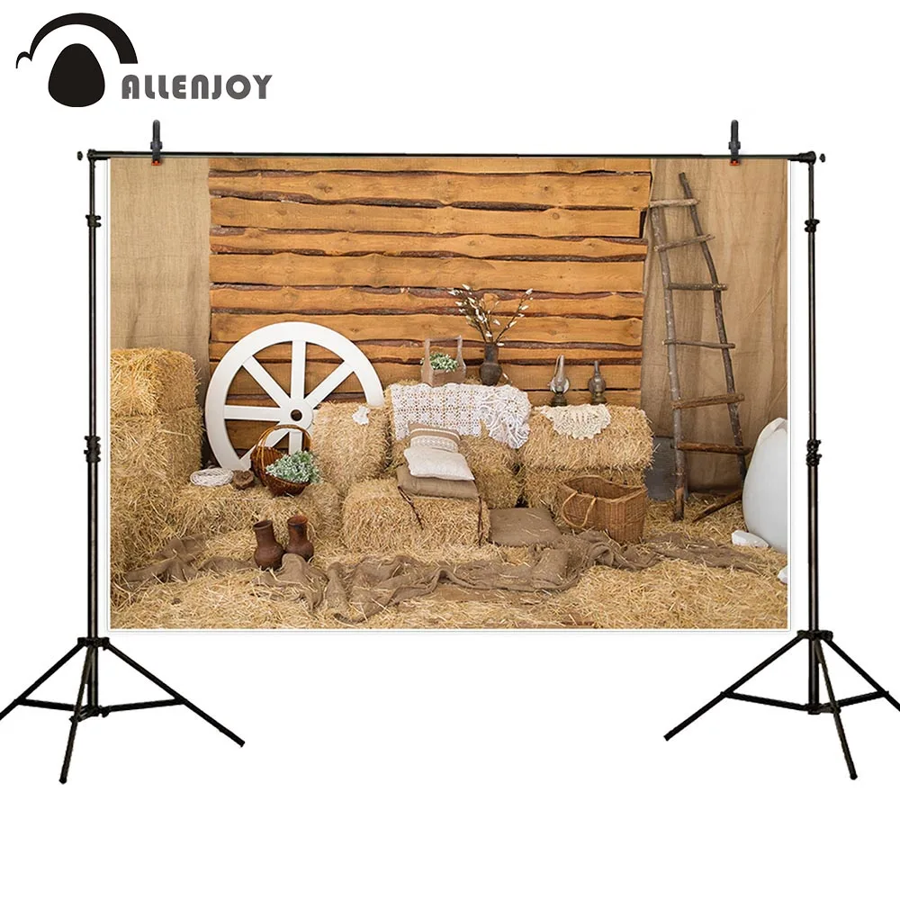 

Allenjoy background photography studio Autumn wooden board farmhouse country baby shower backdrop photophone photocall photozone