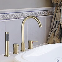 4Pcs Brass Bathroom Bathtub Faucet Bath Faucet Deck Mounted Handheld Tub Mixer Tap Cold Hot Mixer Water Tap With Hand Shower 2