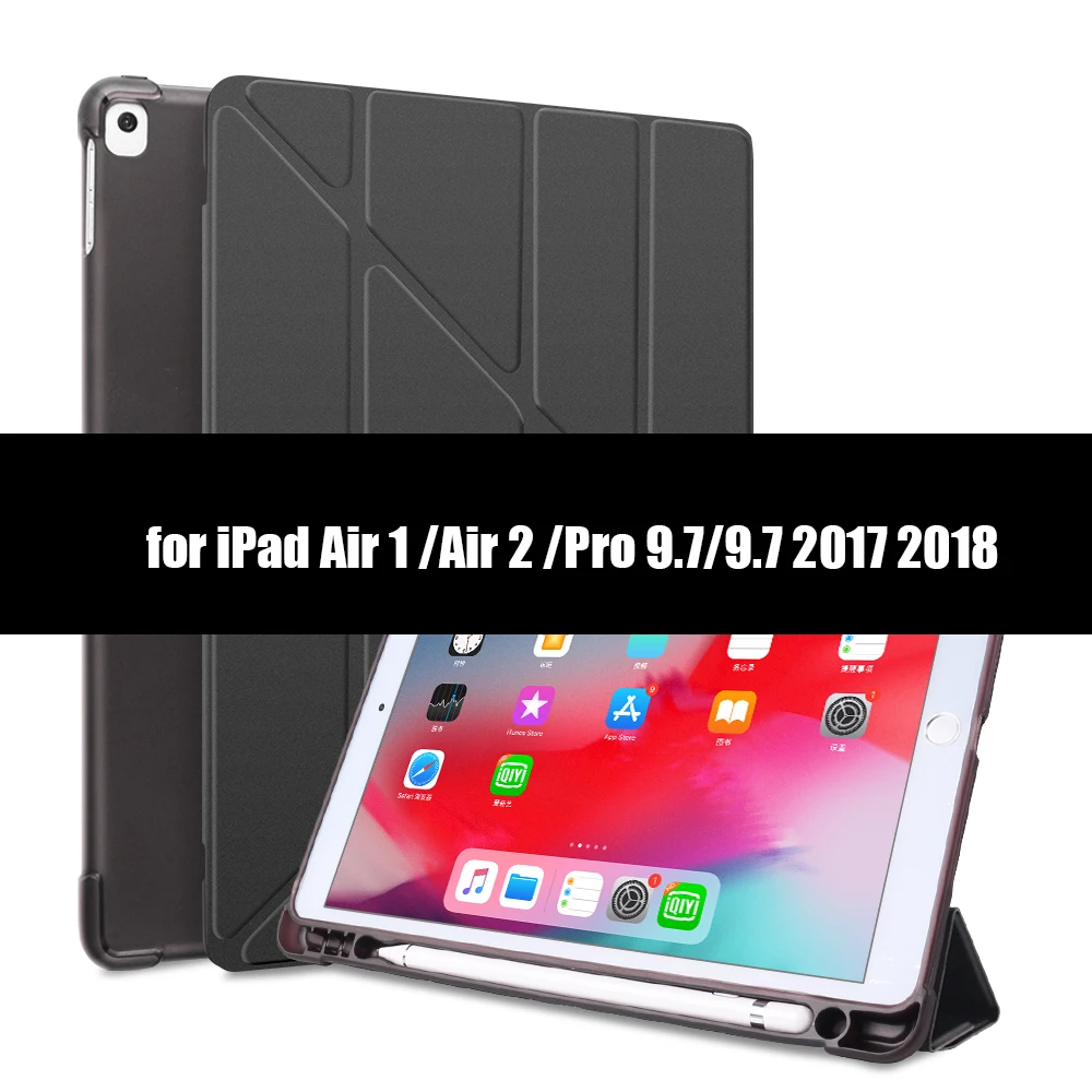 Для iPad Pro 10,5 чехол с карандашом держатель для iPad Air 3 чехол Funda, для iPad 10,2 чехол Pro 11 Air 1 2 9,7 - Цвет: Black-2