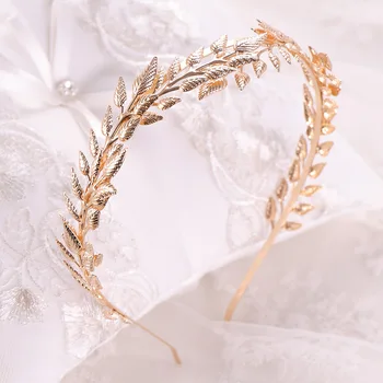 

2019 High Fashion Gold Leaf Hair Hoop Headband Hair Band Tiara Crown Bride Noiva Wedding Anniversary Party Hair Accessories