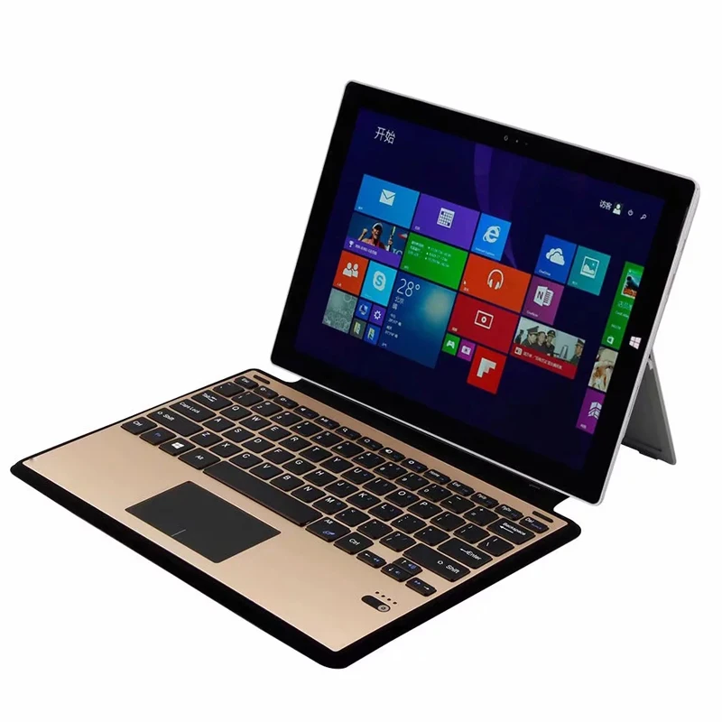 Gold FULAIKATE для microsoft Surface 3 Bluetooth беспроводная клавиатура с Toupad для IOS Android планшетный ПК Windows алюминиевый бизнес - Цвет: Gold