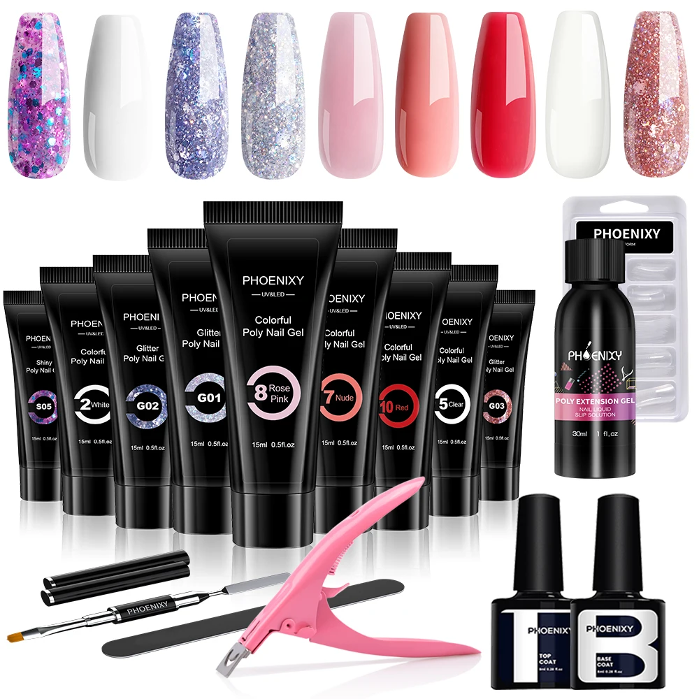 Phoenixy Poly Nail Gel Set 4/6/9Pcs Nail Building Gel For Quick