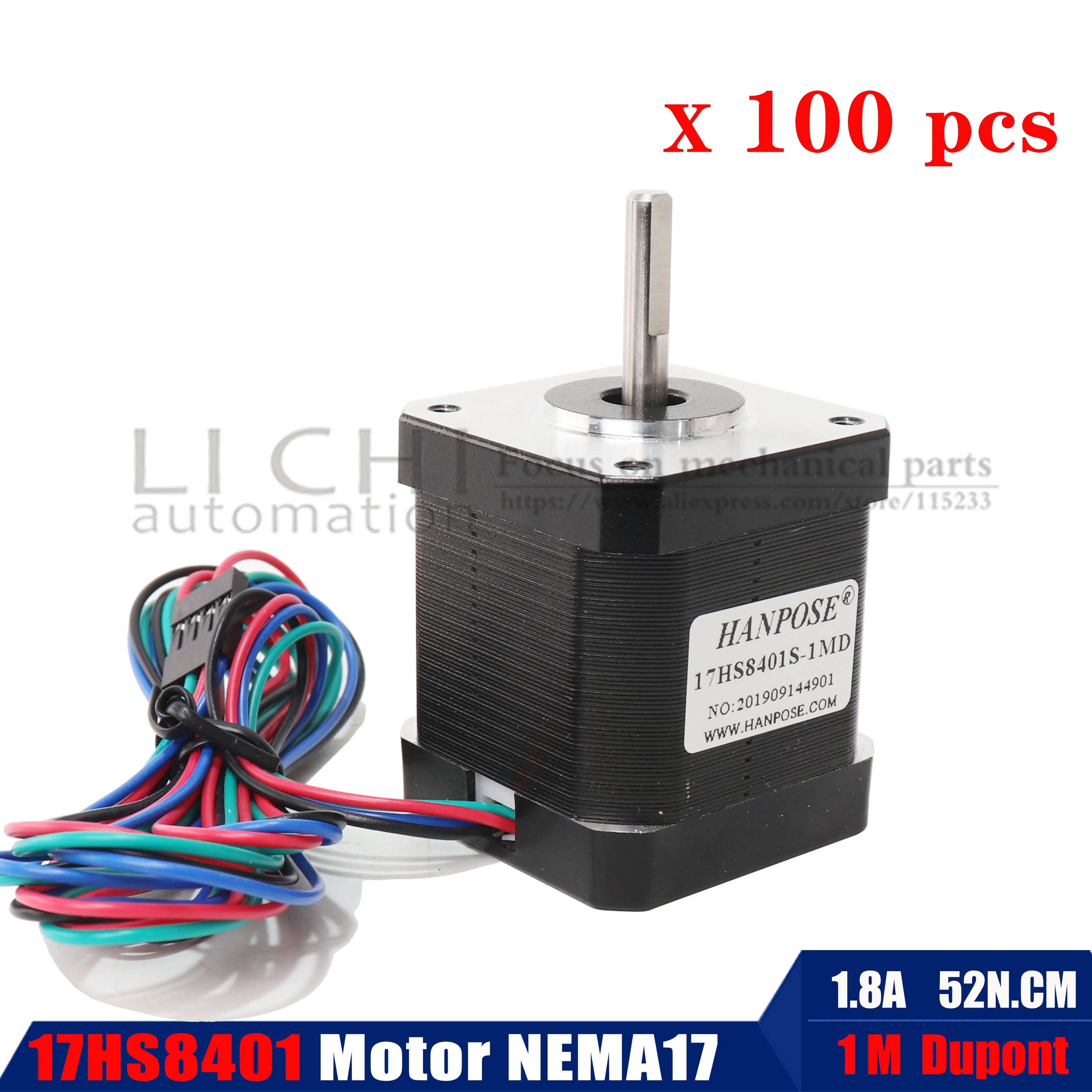 4 передний шаговый мотор 100 шт. Nema 17 двигатель 42BYGH 48 мм 1.8A 17HS8401 двигатель для ЧПУ XYZ 3d принтер мотор