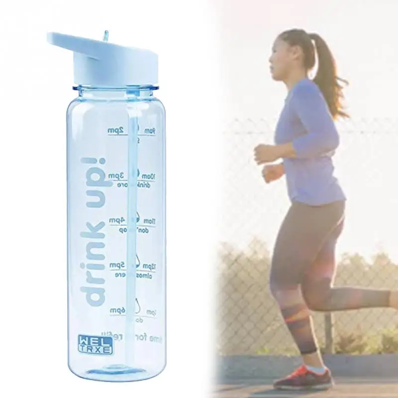 

720ml Drinking Large Capacity Non Toxic Water Bottle Outdoor Sports With Time Tracker Camping Hiking Drink Bottle