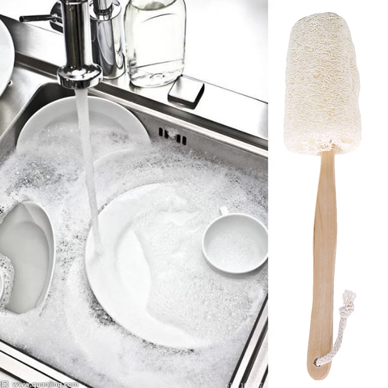 Wooden Handle Loofah Brush Household Tea Cup Brush Home Kitchen Cleaning Tool Kitchenware Brush