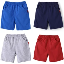 Летние шорты для маленьких мальчиков; однотонные хлопковые пляжные шорты для маленьких мальчиков; детские спортивные штаны с эластичной резинкой на талии; одежда для малышей