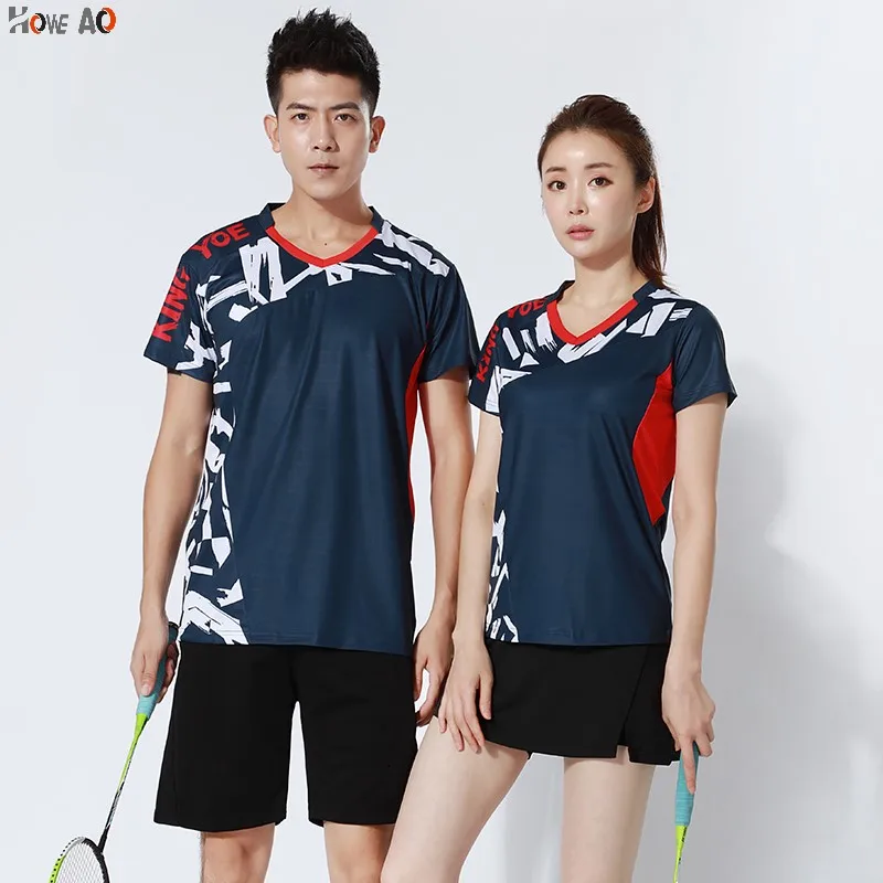 HOWE AO, мужские теннисные футболки, быстросохнущие, для бега, фитнеса, тренировочный топ, женские футболки, одежда для бадминтона, одежда для тенниса, Спортивная рубашка