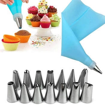 

16 Pcs/Set Cake Making Tools, Frosting Nozzles + Pastry Bags + Converter Coupler Cupcake Decorating Tools