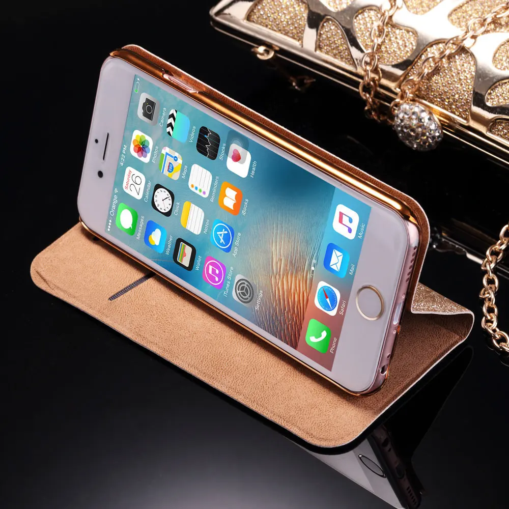 Шикарный кожаный чехол бумажник с откидной крышкой для Iphone 7 8 6 s Plus 5 5S SE Samsung Galaxy S5