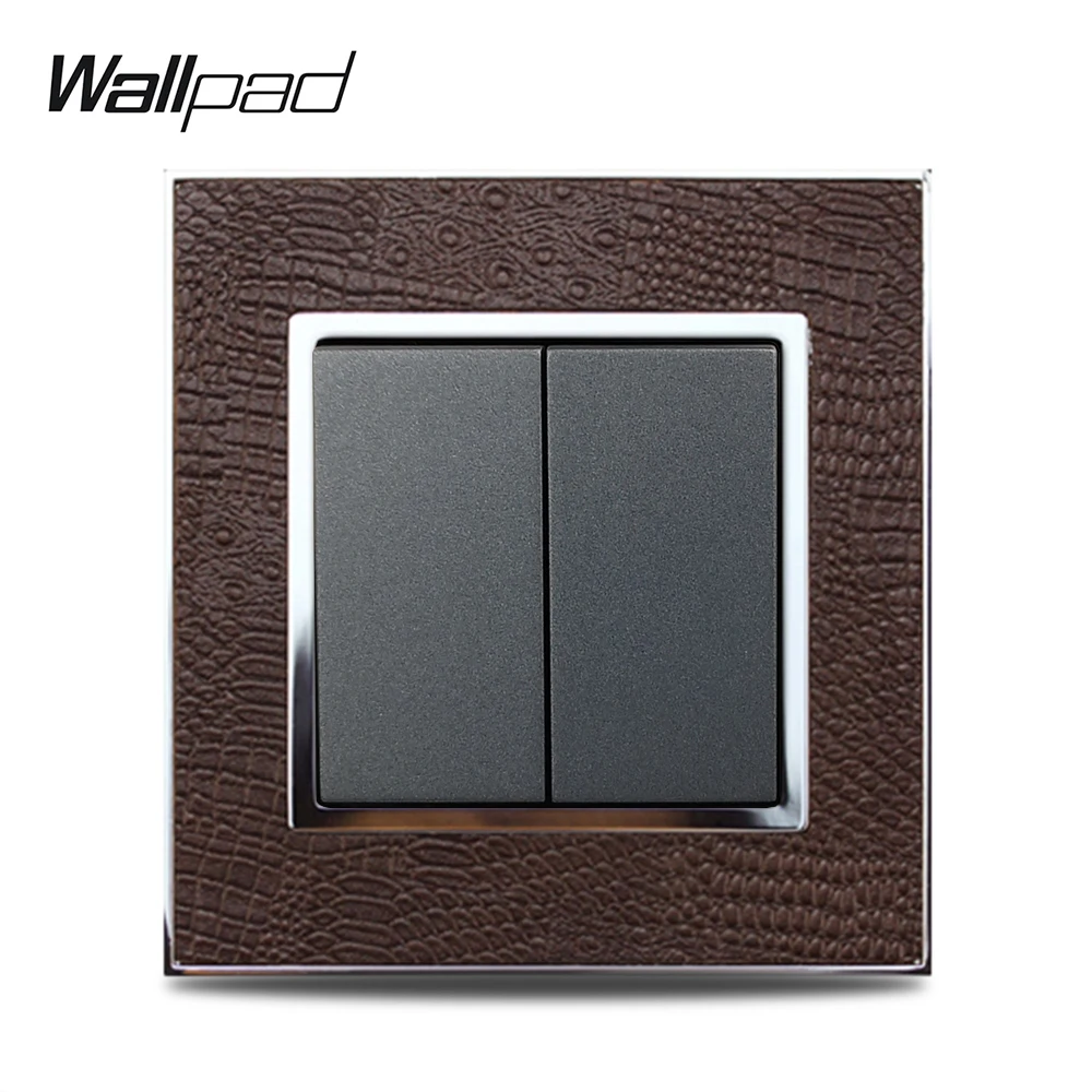 Горячая 2 банды моментальный контакт Wallpad роскошная кожаная панель Серебряная Золотая рамка переключатель света Настенные переключатели AC 110~ 250V