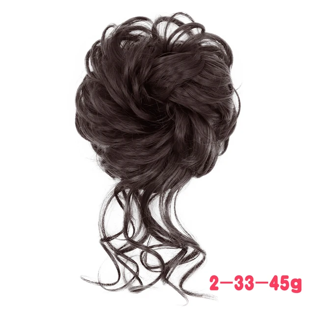 MERISIHAIR Synthetic Girls Curly Scrunchie Chignon With Rubber Band Brown Gray Hair Ring Wrap On Messy Bun Ponytails M-2-33
