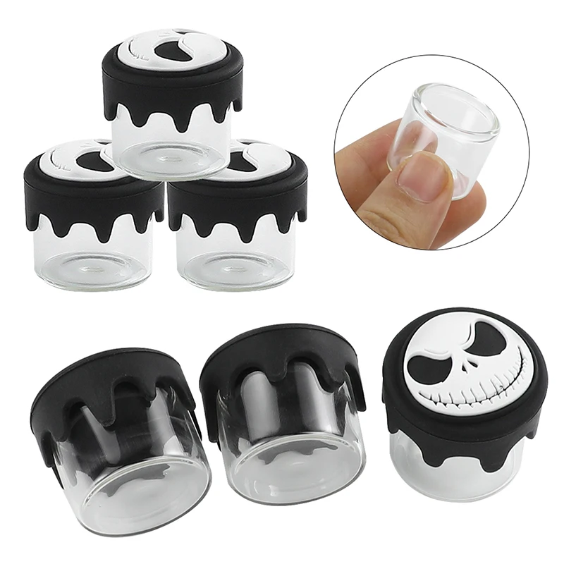 Novel 3Pcs 6ml Silicone Glass  Container for  Mini Concentrate Jars Storage 4