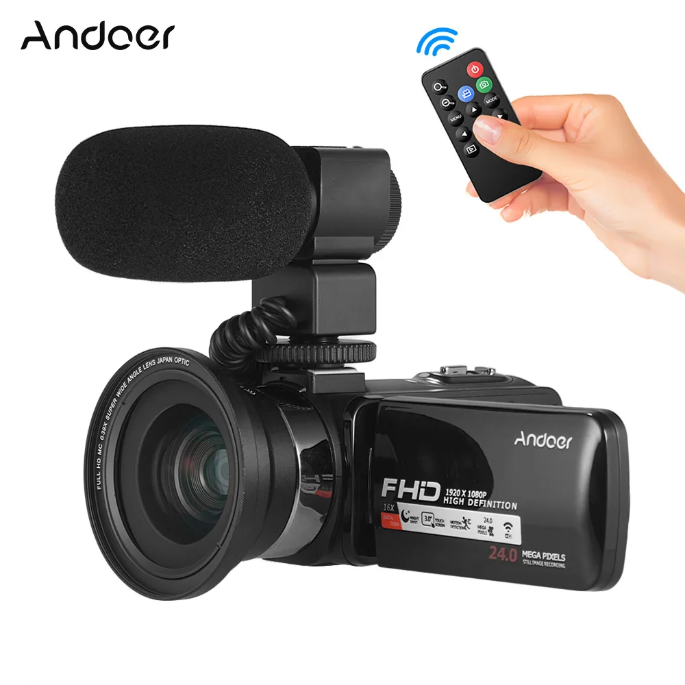 

Andoer 1080P Portable Digital Video Camecorder Camera Infrared Night Vision Rotating LCD Screen Digital Zoom 24MP Remote Control