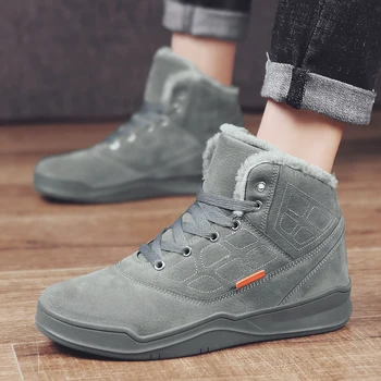 

2019 New Winter Plush Snow Boots Men Casual Shoes Warm Sneakers Fashion Outdoor Hiking Ankle Boots Men's Boots Big Size 39-46
