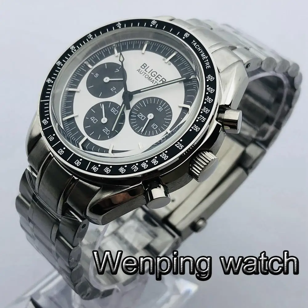 

Bliger 40mm Men's Top Luxury Mechanical Watch Silver Case Luminous Dial Waterproof Stainless Steel Men's Automatic Watch