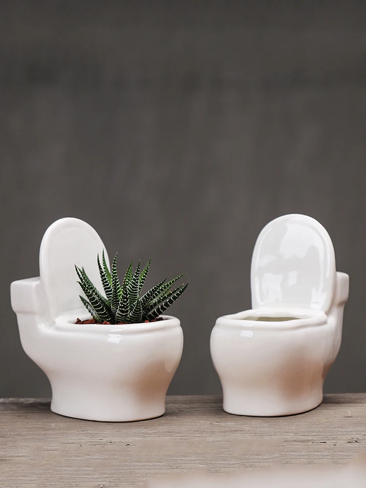 

Creative Succulents plant pot desktop small ceramic flower pot cute toilet shape fleshy plant bonsai pot