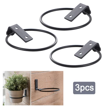

Flower Pot Holder Ring Wall Mount Planter Hook Iron Black Folding Bracket Metal Planter Hooks Hangers Wire Trellis Plant Hanger
