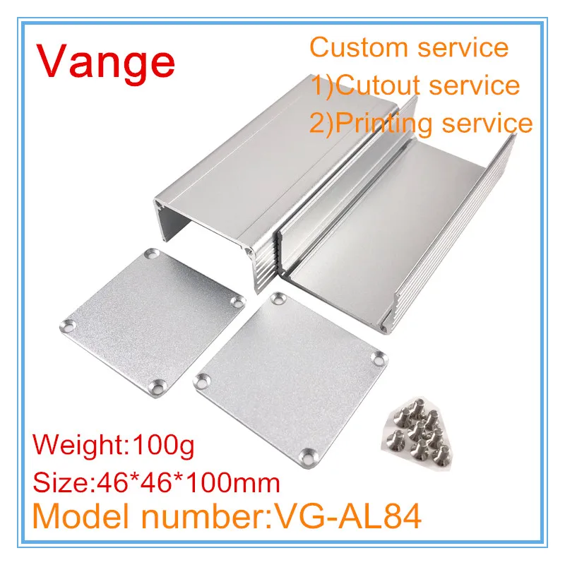 

1pcs/lot mould extruded profile project metal boxes 46*46*100mm 6063-T5 aluminum enclosures boxes diy for PCB module design