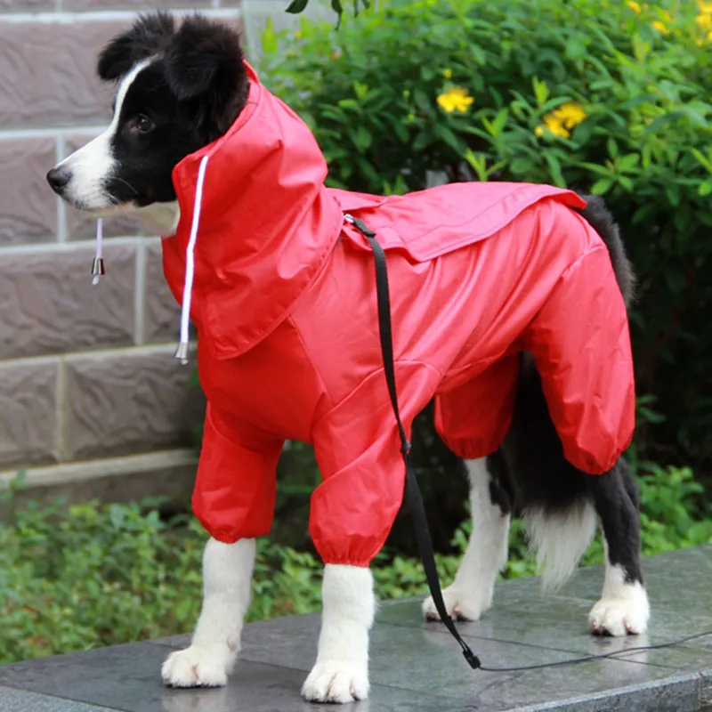 Pet Dog Raincoat Outdoor Waterproof Clothes Hooded Jumpsuit Overalls