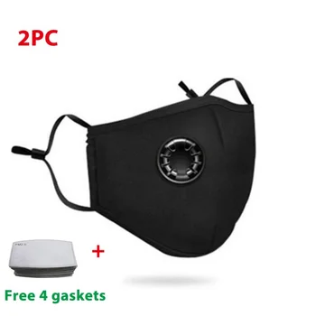 

2 PC Reusable Face Mask With Activated Carbon Gasket Dust-Proof Protective Mask Mascarillas With Valve Breathable Face Shield