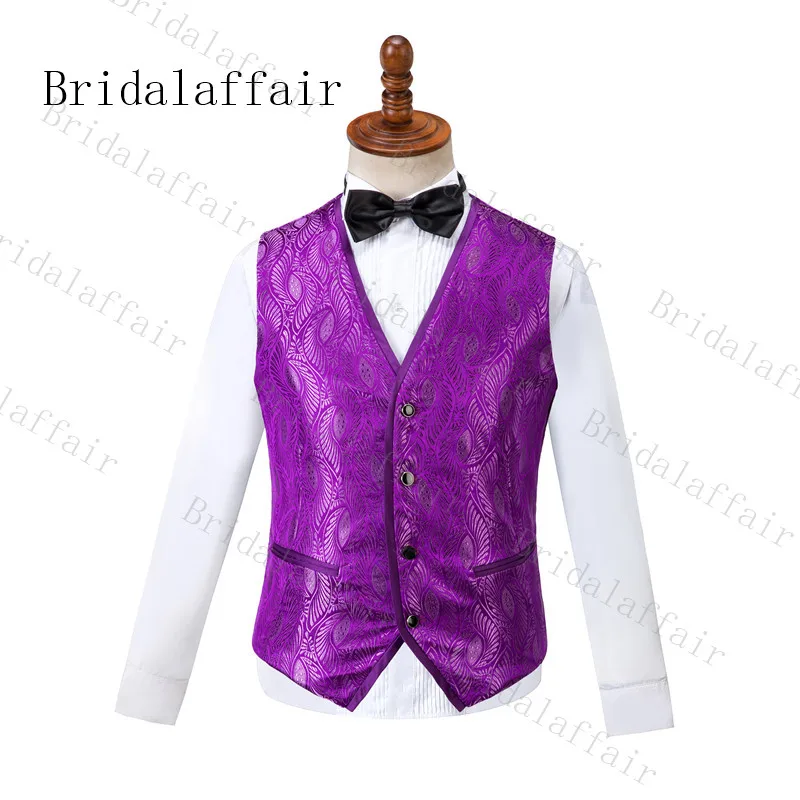Bridalaffair Роскошные фиолетовые Цветочные блестящие лацканы мужские платье для свадьбы выпускного костюмы мужской костюм костюмы смокинг жениха 3 шт