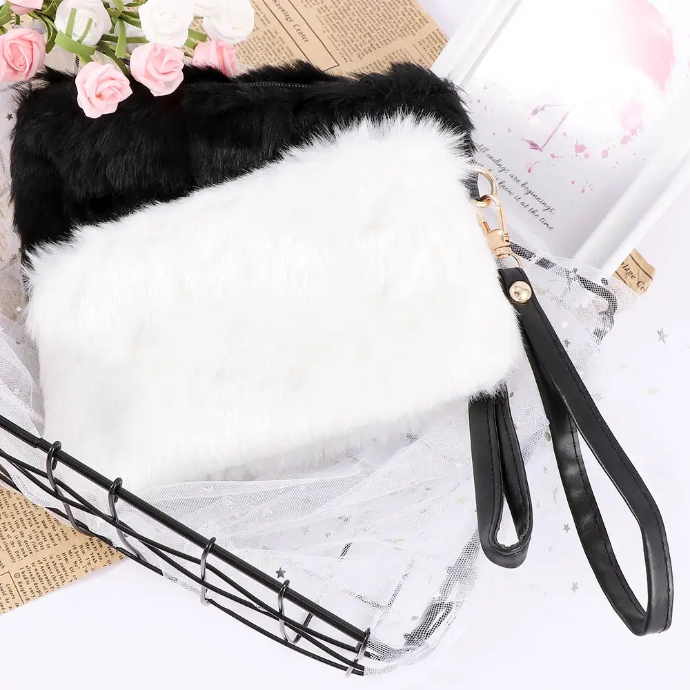 Зимняя Сумка клатч из искусственного меха и кроличьей шерсти корейский