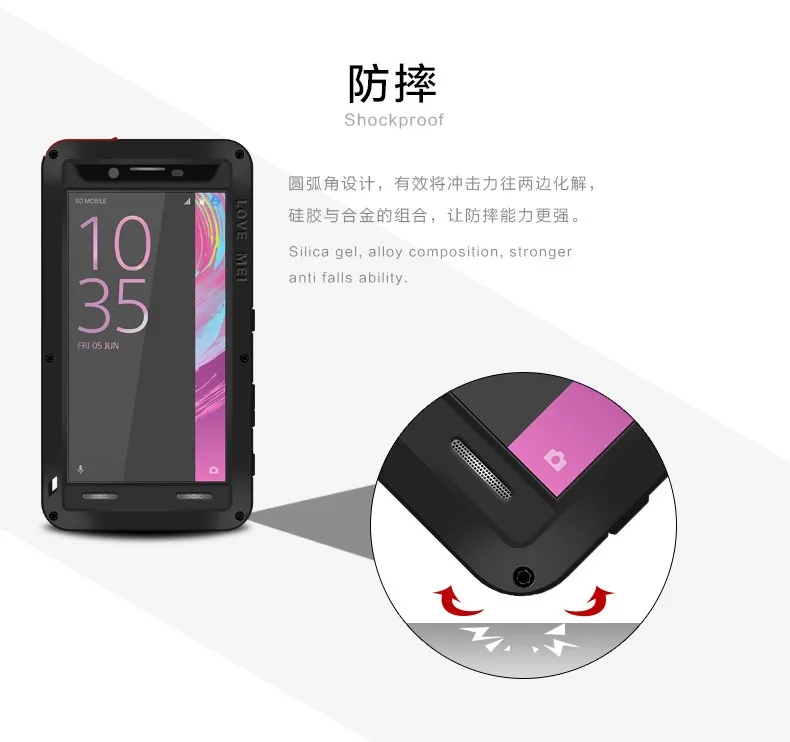 Алюминиевый металлический чехол LOVE MEI для Sony Xperia X, ударопрочный водонепроницаемый чехол для Xperia X
