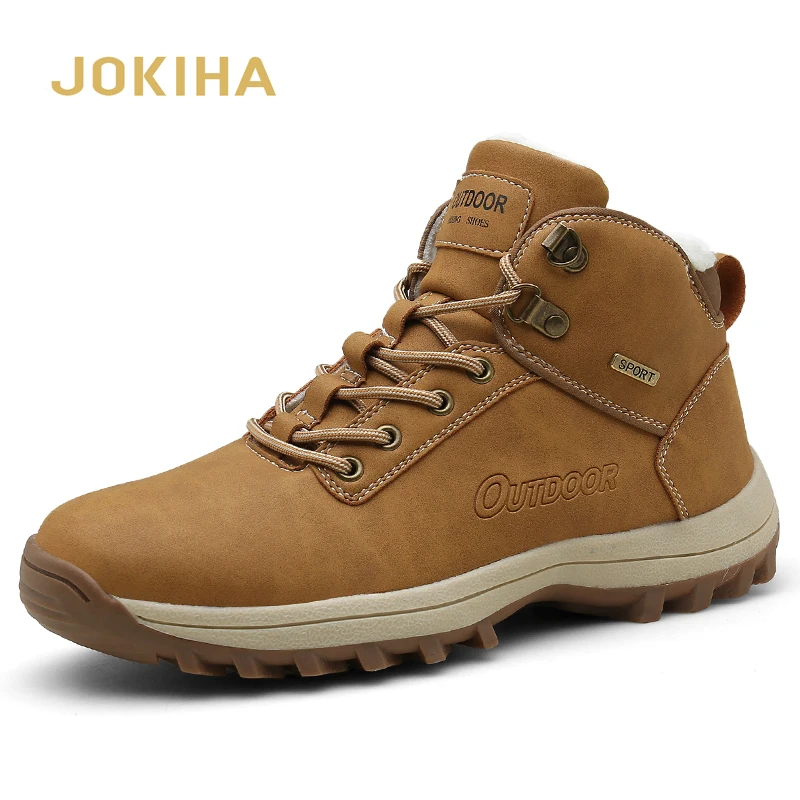 Зимние теплые зимние ботинки Мужская водонепроницаемая зимняя обувь из