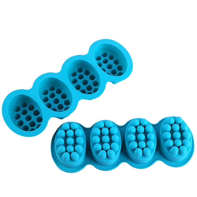 Силиконовая Массажная форма с 4 емкостями для мыла в форме эллипса массажа из