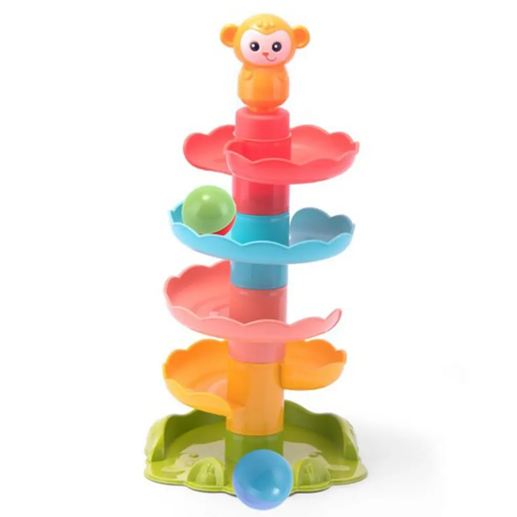 

Kids Educational Toys Stacked Track Toy Rolling Ball Slide Tower Baby Fun Colorful Spiral Rotating Ring Toy