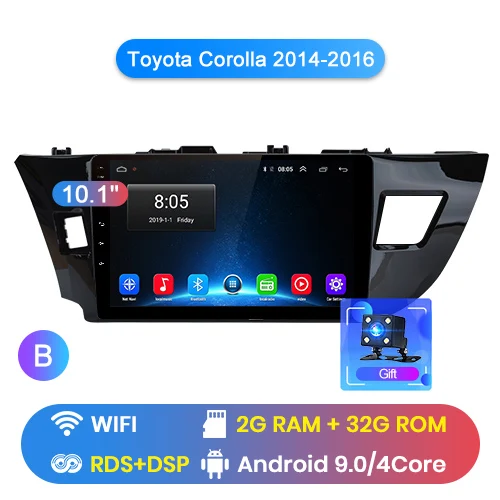 WIFI 2-32GB-B Junsun V1 2G+ 32G Android 9,0 для Toyota Corolla- автомобильный Радио Мультимедиа Видео плеер навигация gps 2 din dvd - Цвет: WIFI 2-32GB-B