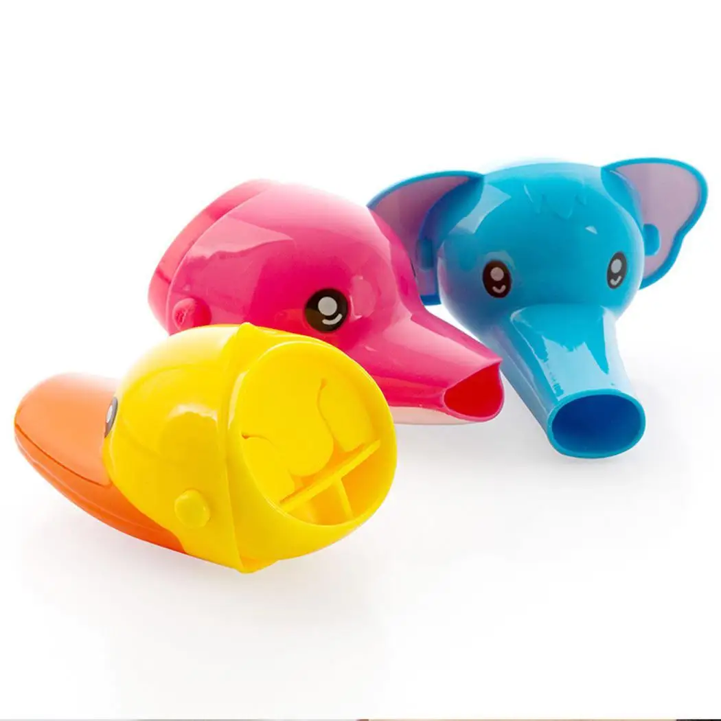 Home Bathroom Silicone Cute Cartoon Animal Safe Blue/Red/Yellow Faucet Extender