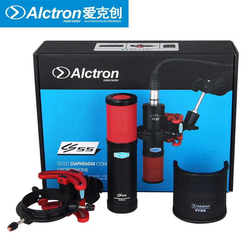 Alctron CS55 большой мембранный конденсаторный записывающий микрофон, используемый в студии, записи и сцены - Цвет: Черный