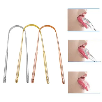 

Tongue Scraper Stainless Steel Oral Tongue Cleaner Brush Fresh Breath Cleaning Coated Tongue Toothbrush Oral Hygiene Care Tools