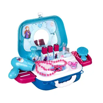 

Simulation Cosmetics Backpack For Frozen 2 Play House Girl With Rich Accessories Safe Cosmetics Backpack Suitcase Christmas Gift