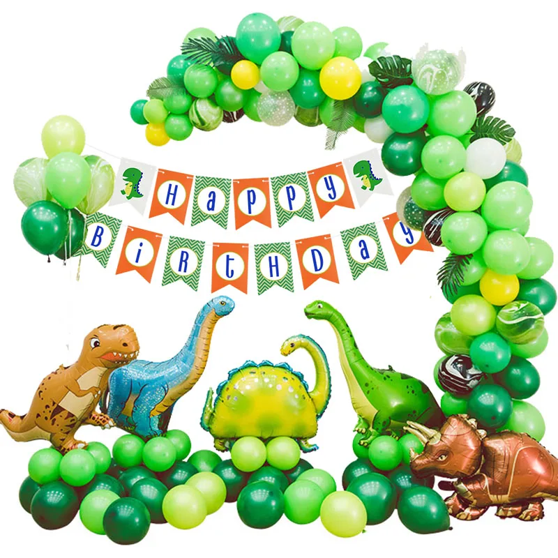 Dinosaur Theme Party Decorations HAPPY BIRTHDAY Banner Bunting Paper Garland Kids Birthday Balloons Baby Shower Party Supplies
