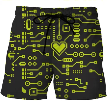 

Digital printed men's quick-drying beach shorts creative printed side pocket casual shorts