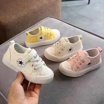 

Summer Spring Canvas Children's Shoes Star Fashion Sneakers Kids Lace-up Casual Shoes For Girls Boys Withe Pink Yellow