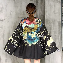 Японское кимоно для мужчин Yukata для женщин японский принт Кимоно Кардиган для мужчин Азия Солнцезащитная РУБАШКА УНИСЕКС принт Топ