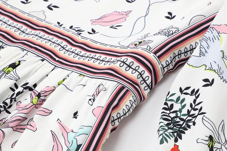 VERDEJULIAY подиумное женское платье осень лето мода Boho длинный рукав полоса цветочный принт милое длинное платье Vestidos